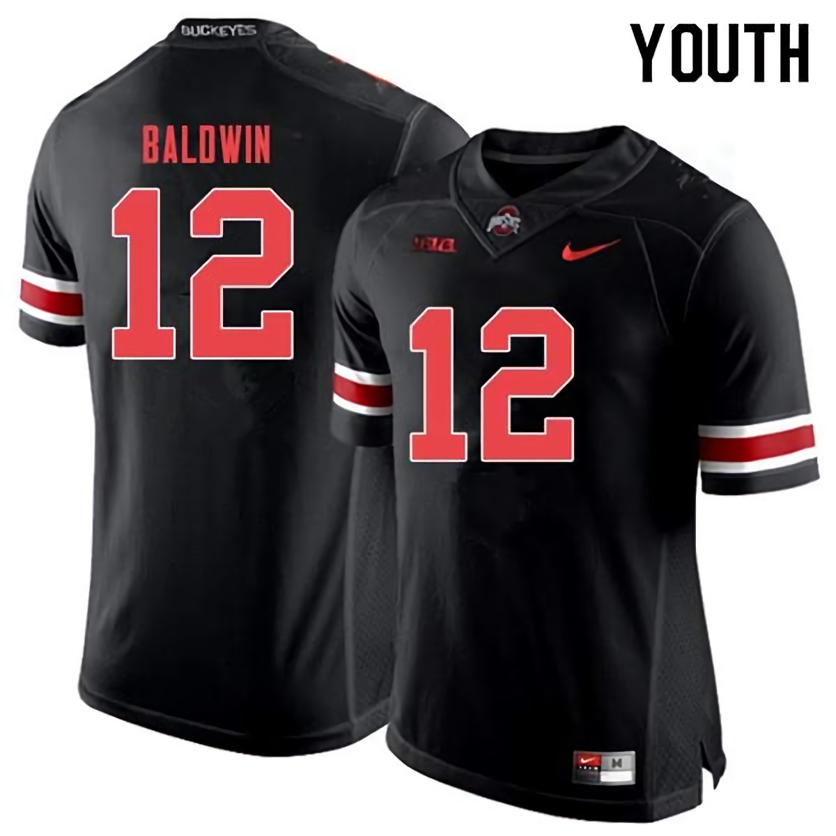 Matthew Baldwin Ohio State Buckeyes Youth NCAA #12 Nike Black Out College Stitched Football Jersey SAD3456VY